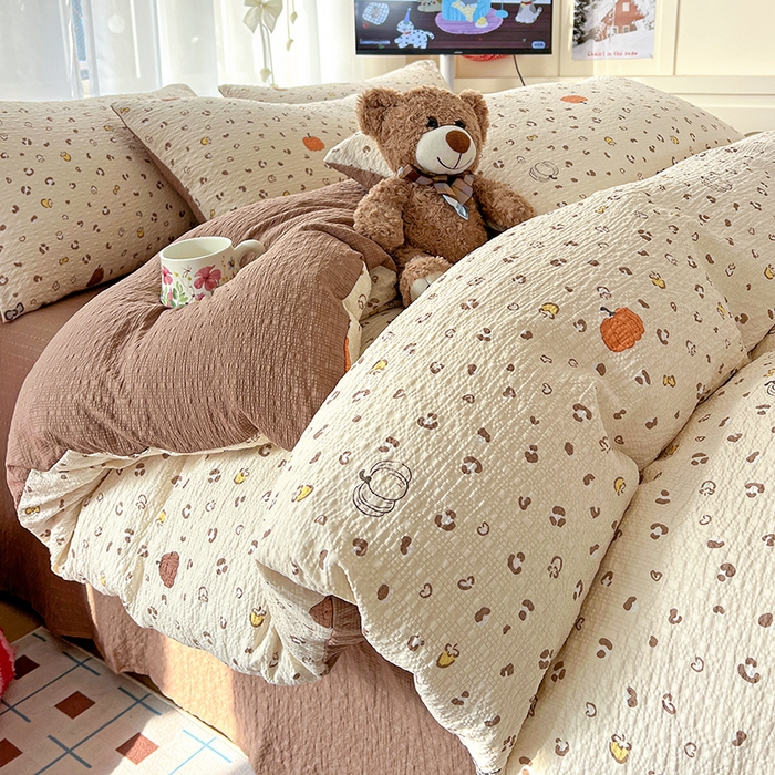 91家纺网 家纺一手货源 找家纺 （总）梦纤绒 2026春夏新款简单款泡芙纱印花四件套