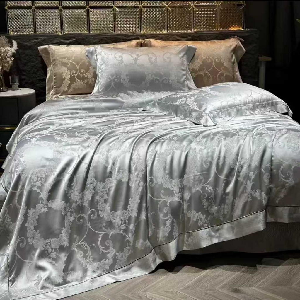 91家纺网 家纺一手货源 找家纺 （总）edra 2026新款真丝天丝轻奢提花床盖款四件套-繁花