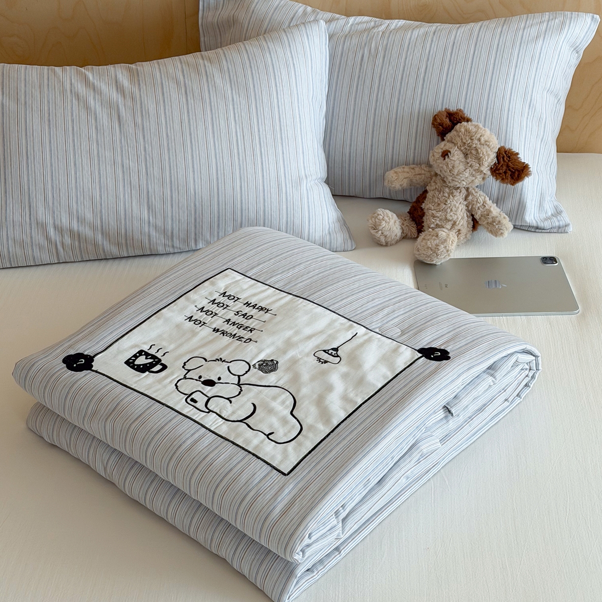 91家纺网 家纺一手货源 找家纺 （总）一加一 2026新款全棉双层纱贴布绣大豆夏被-格格乐园