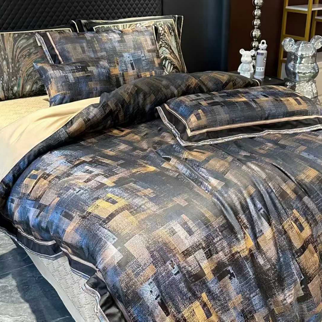 edra 2026新款真丝天丝轻奢提花床盖款四件套 蓝图