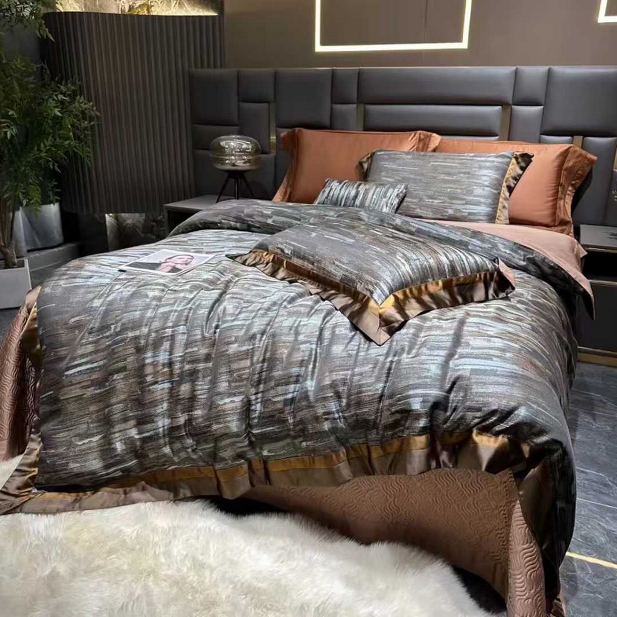 edra 2026新款真丝天丝轻奢提花床盖款四件套 莫奈