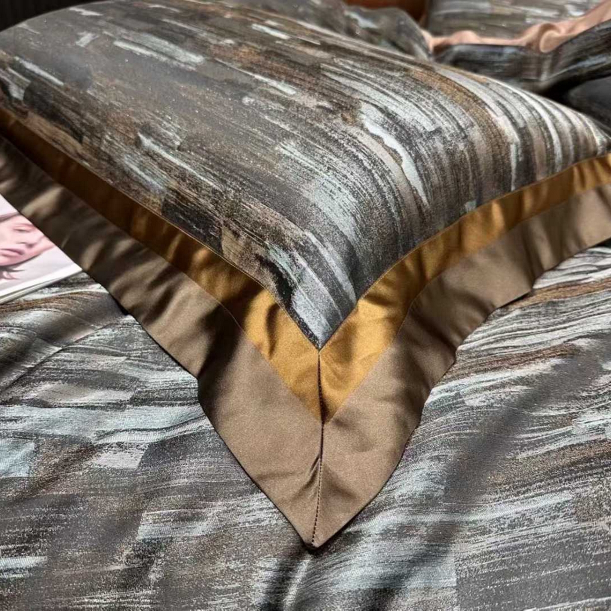 91家纺网 家纺一手货源 找家纺 edra 2026新款真丝天丝轻奢提花床盖款四件套 莫奈