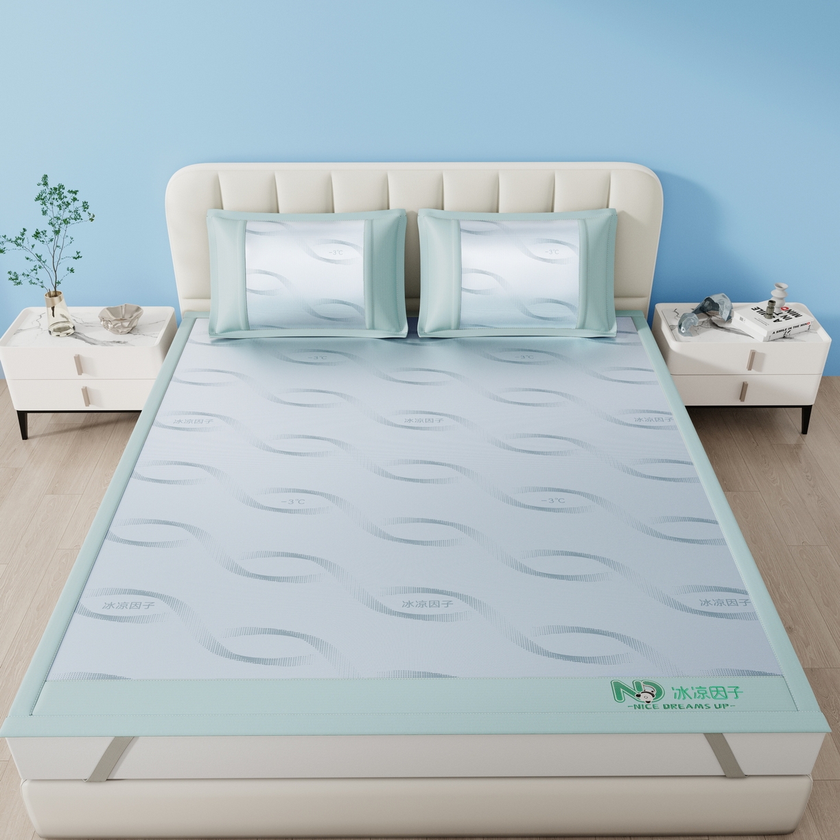 91家纺网 家纺一手货源 找家纺 雅诗帛 2026新款冰凉因子冰丝席-冰凉因子 冰凉因子-绿