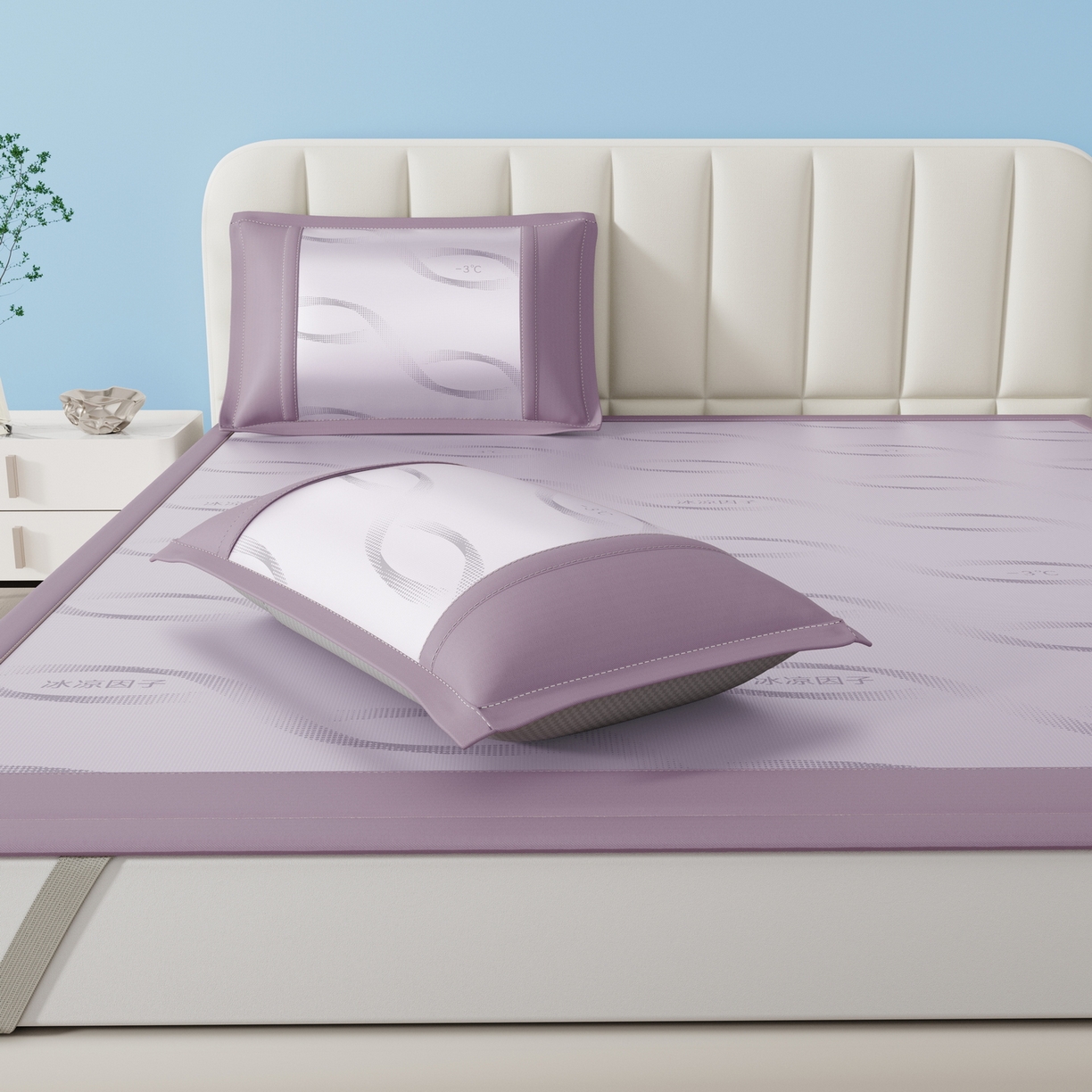 91家纺网 家纺一手货源 找家纺 雅诗帛 2026新款冰凉因子冰丝席-冰凉因子 冰凉因子-紫