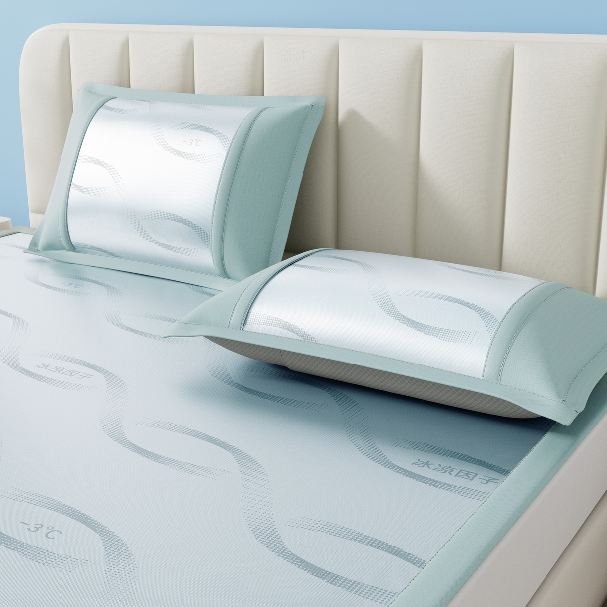 91家纺网 家纺一手货源 找家纺 雅诗帛 2026新款冰凉因子冰丝席-冰凉因子 冰凉因子-绿