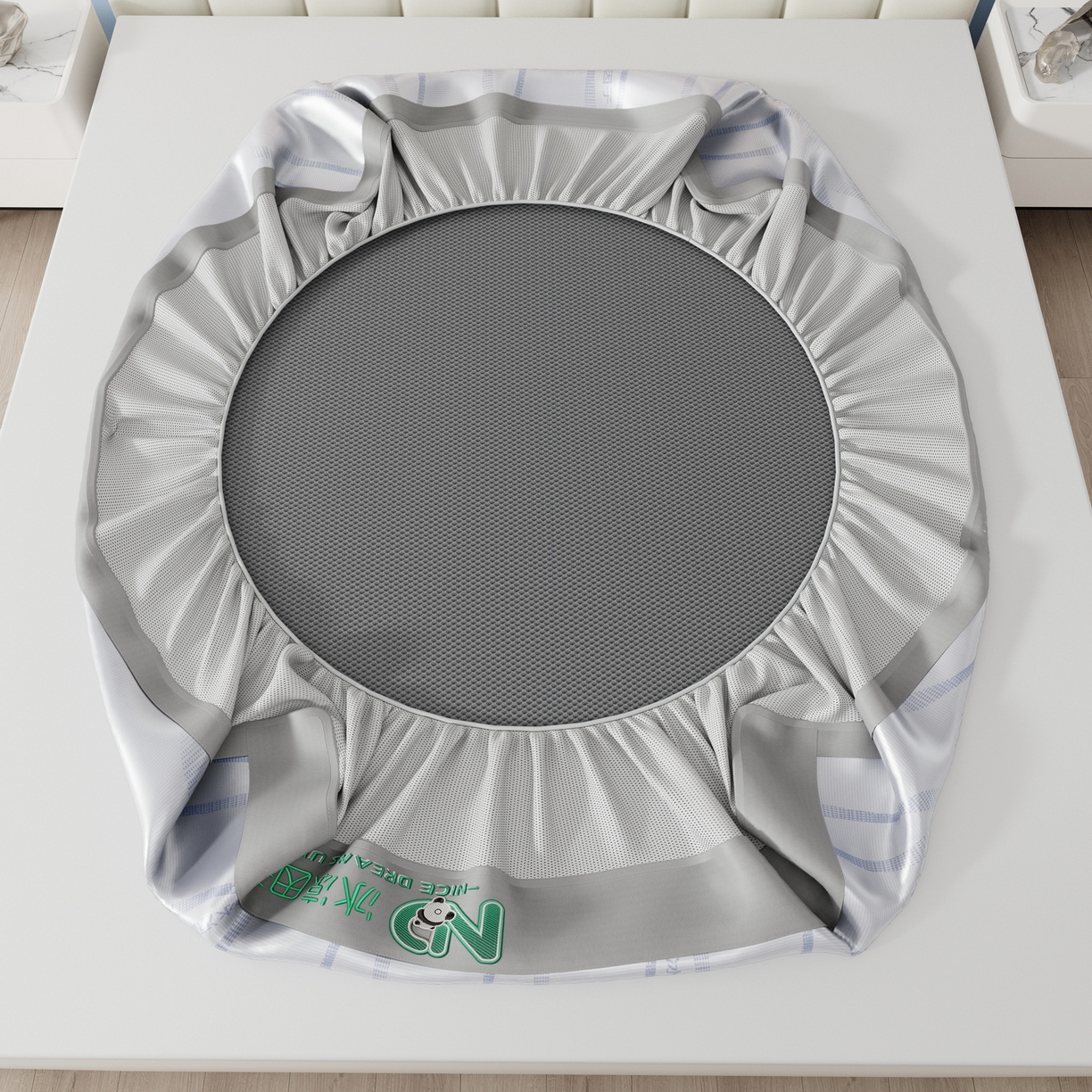 91家纺网 家纺一手货源 找家纺 雅诗帛 2026新款冰凉因子冰丝席-冰凉因子 冰凉因子-蓝