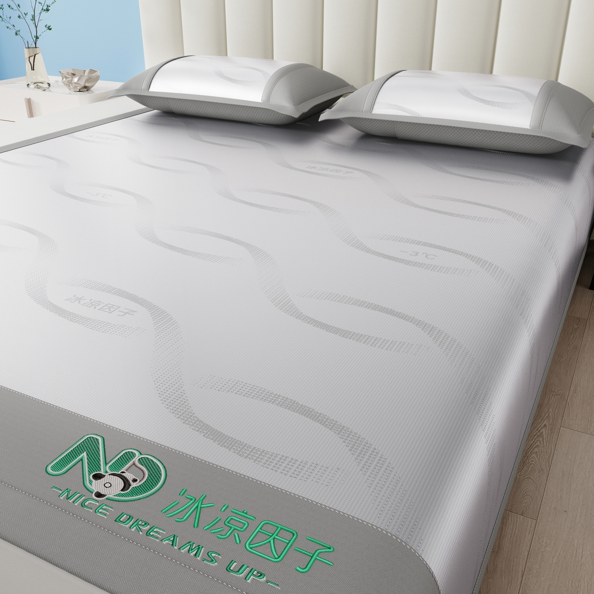 91家纺网 家纺一手货源 找家纺 雅诗帛 2026新款冰凉因子冰丝席-冰凉因子 冰凉因子-灰