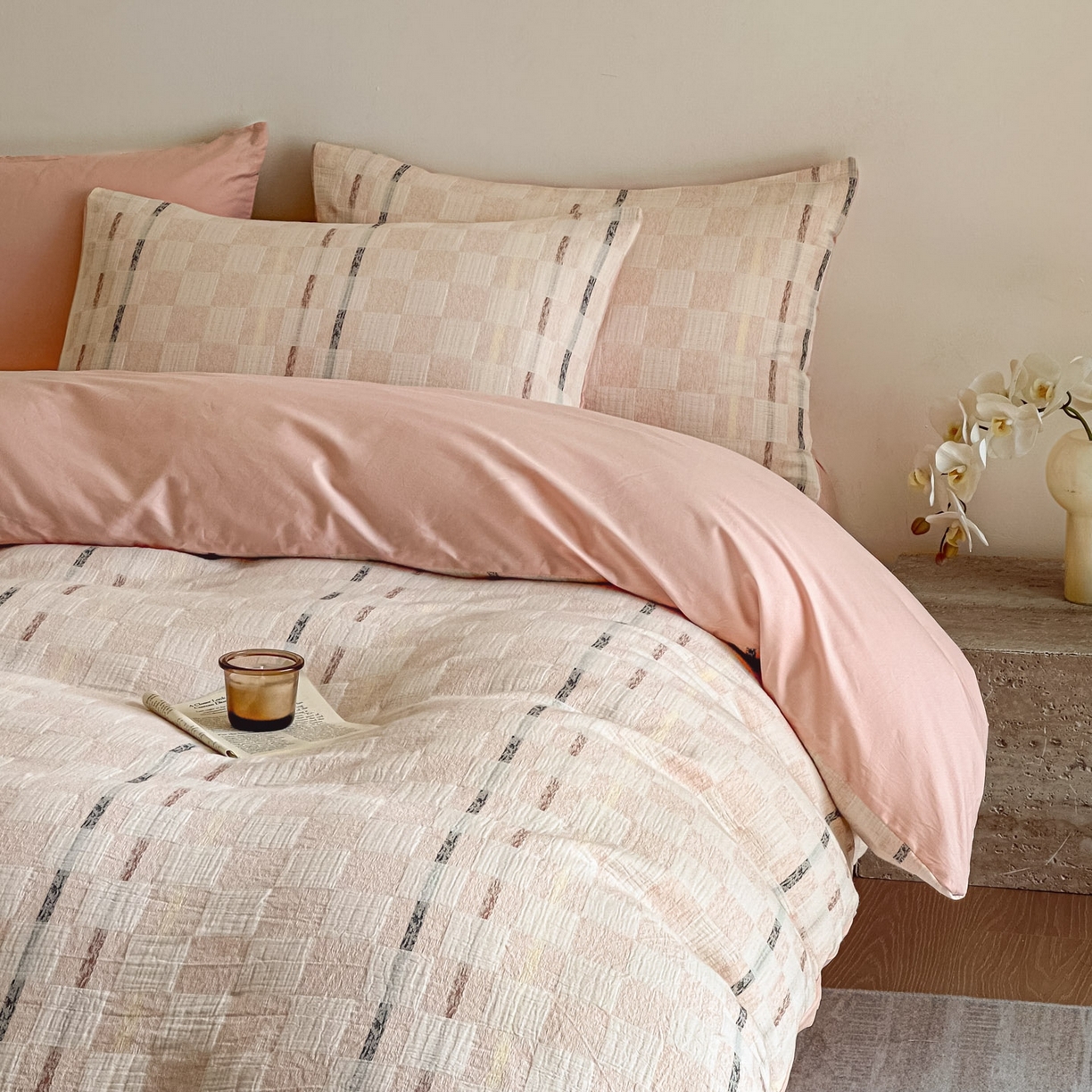 91家纺网 家纺一手货源 找家纺 （总）眠博士 2026新款色织水洗双层纱提花四件套