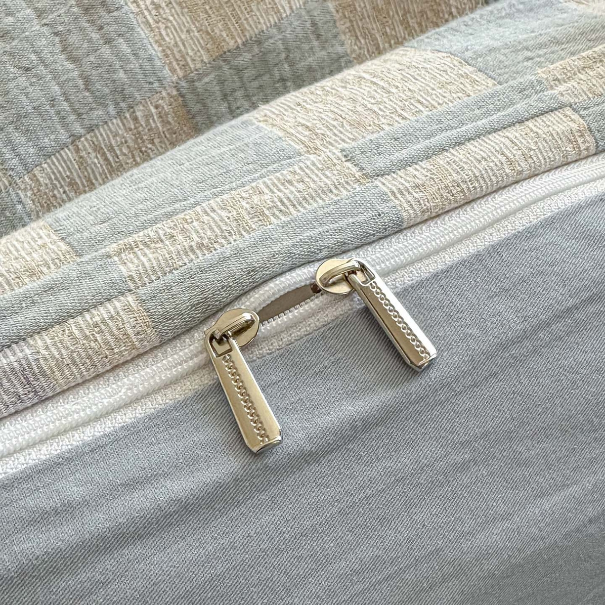 91家纺网 家纺一手货源 找家纺 眠博士 2026新款色织水洗双层纱提花四件套 曲奇蓝格