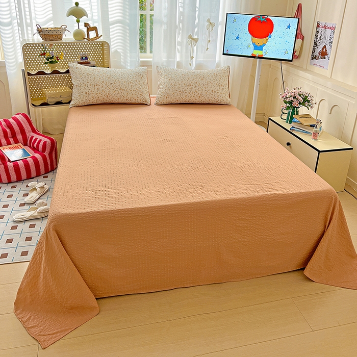 91家纺网 家纺一手货源 找家纺 梦纤绒 2026春夏新款简单款泡芙纱印花四件套 花间赋