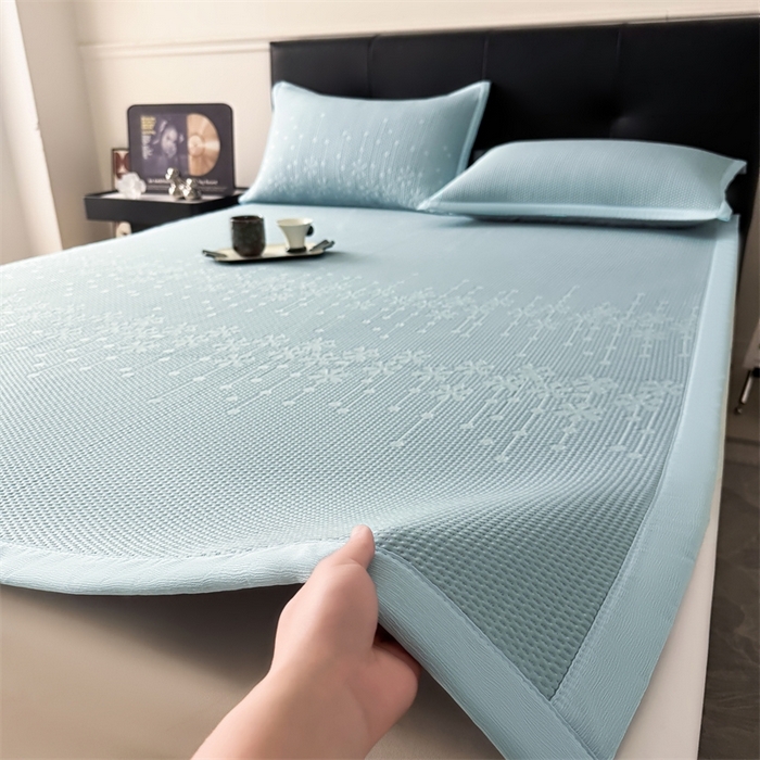 91家纺网 家纺一手货源 找家纺 （总）慕木家纺 2025新品A类PE提花冰豆豆凉席床流星雨系列(可供跨境压缩）