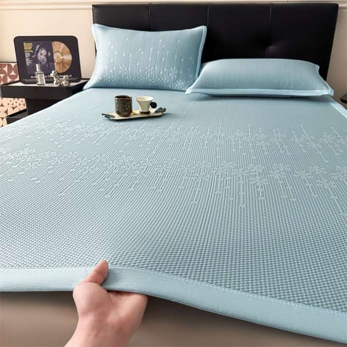 91家纺网 家纺一手货源 找家纺 （总）慕木家纺 2025新品A类PE提花冰豆豆凉席床流星雨系列(可供跨境压缩）