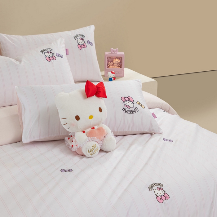 91家纺网 家纺一手货源 找家纺 卡巴伦家纺 2026新款正版hellokitty长绒棉全棉纯棉四件套【联系客服获取授权后才可售卖】 幸运kt（粉）