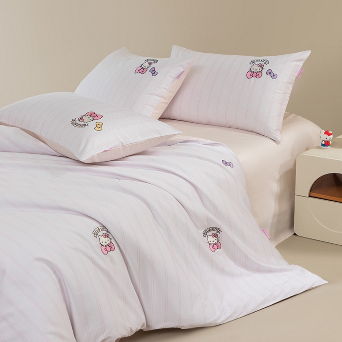 91家纺网 家纺一手货源 找家纺 卡巴伦家纺 2026新款正版hellokitty长绒棉全棉纯棉四件套【联系客服获取授权后才可售卖】 幸运kt（粉）