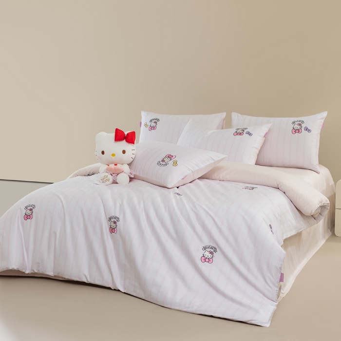 91家纺网 家纺一手货源 找家纺 卡巴伦家纺 2026新款正版hellokitty长绒棉全棉纯棉四件套【联系客服获取授权后才可售卖】 幸运kt（粉）