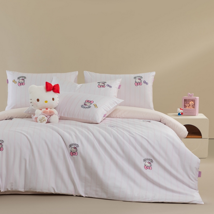 91家纺网 家纺一手货源 找家纺 卡巴伦家纺 2026新款正版hellokitty长绒棉全棉纯棉四件套【联系客服获取授权后才可售卖】 幸运kt（粉）