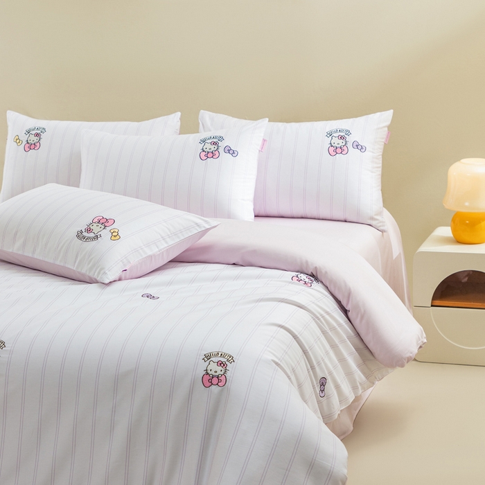 91家纺网 家纺一手货源 找家纺 卡巴伦家纺 2026新款正版hellokitty长绒棉全棉纯棉四件套【联系客服获取授权后才可售卖】 幸运kt（紫）