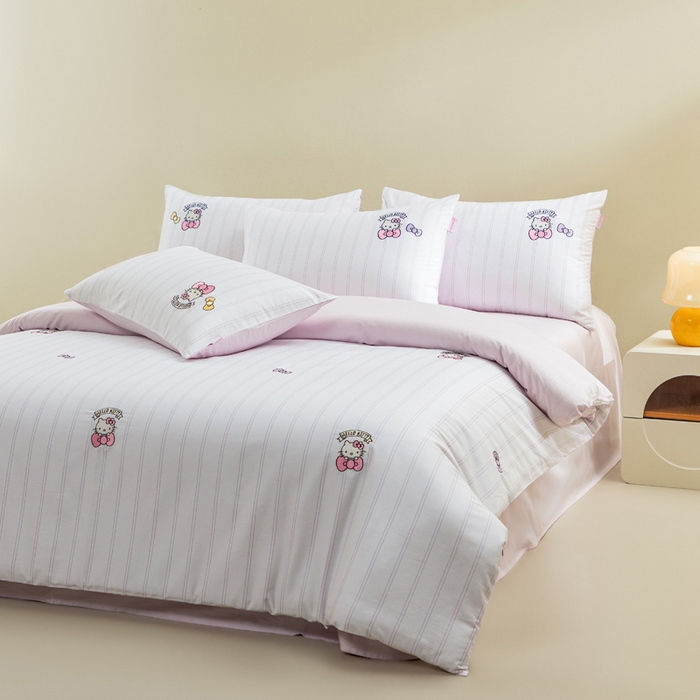 91家纺网 家纺一手货源 找家纺 卡巴伦家纺 2026新款正版hellokitty长绒棉全棉纯棉四件套【联系客服获取授权后才可售卖】 幸运kt（紫）