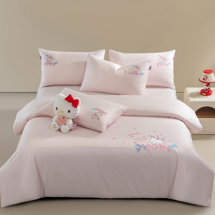 91家纺网 家纺一手货源 找家纺 卡巴伦家纺 2026新款正版hellokitty长绒棉全棉纯棉四件套【联系客服获取授权后才可售卖】 软绵绵kt