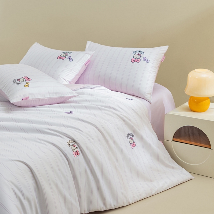 91家纺网 家纺一手货源 找家纺 卡巴伦家纺 2026新款正版hellokitty长绒棉全棉纯棉四件套【联系客服获取授权后才可售卖】 幸运kt（紫）