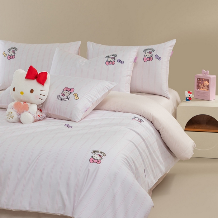 91家纺网 家纺一手货源 找家纺 卡巴伦家纺 2026新款正版hellokitty长绒棉全棉纯棉四件套【联系客服获取授权后才可售卖】 幸运kt（粉）
