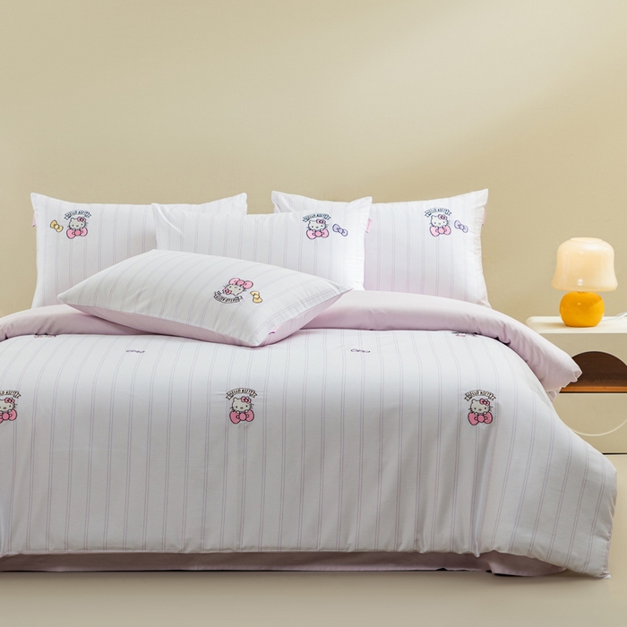 91家纺网 家纺一手货源 找家纺 卡巴伦家纺 2026新款正版hellokitty长绒棉全棉纯棉四件套【联系客服获取授权后才可售卖】 幸运kt（紫）