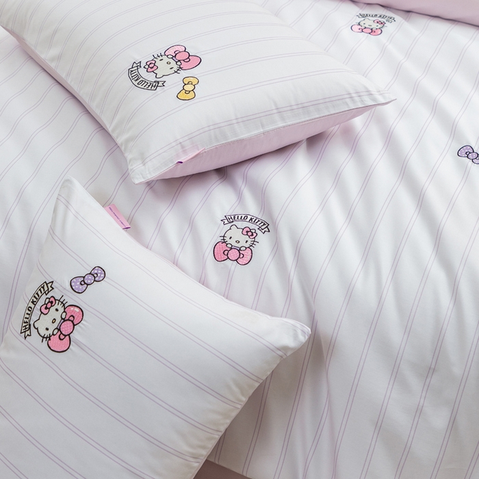 91家纺网 家纺一手货源 找家纺 卡巴伦家纺 2026新款正版hellokitty长绒棉全棉纯棉四件套【联系客服获取授权后才可售卖】 幸运kt（紫）