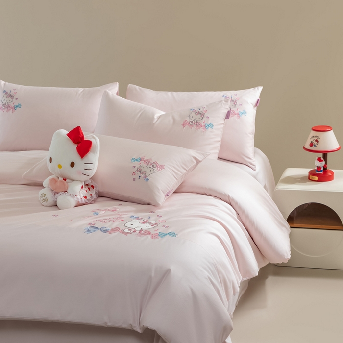 91家纺网 家纺一手货源 找家纺 卡巴伦家纺 2026新款正版hellokitty长绒棉全棉纯棉四件套【联系客服获取授权后才可售卖】 软绵绵kt
