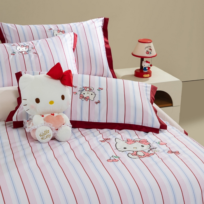 91家纺网 家纺一手货源 找家纺 卡巴伦家纺 2026新款正版hellokitty长绒棉全棉纯棉四件套【联系客服获取授权后才可售卖】 元氣Kitty