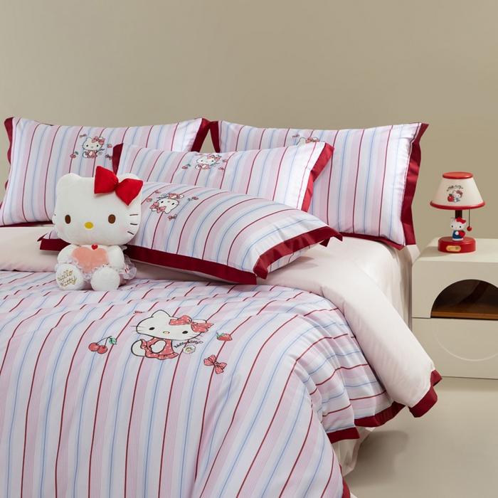 91家纺网 家纺一手货源 找家纺 卡巴伦家纺 2026新款正版hellokitty长绒棉全棉纯棉四件套【联系客服获取授权后才可售卖】 元氣Kitty