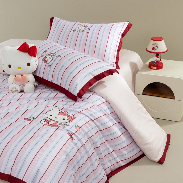 91家纺网 家纺一手货源 找家纺 卡巴伦家纺 2026新款正版hellokitty长绒棉全棉纯棉四件套【联系客服获取授权后才可售卖】 元氣Kitty