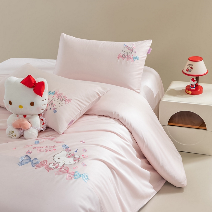 91家纺网 家纺一手货源 找家纺 卡巴伦家纺 2026新款正版hellokitty长绒棉全棉纯棉四件套【联系客服获取授权后才可售卖】 软绵绵kt