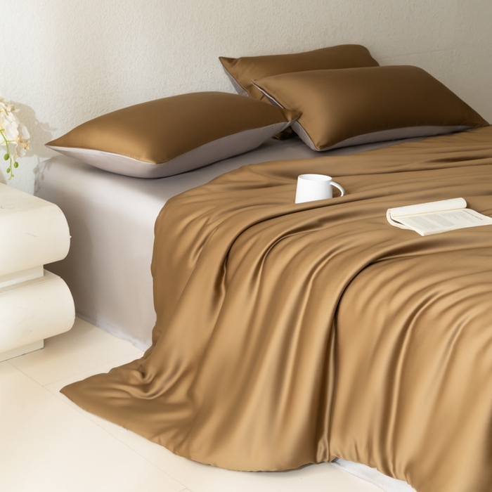 91家纺网 家纺一手货源 找家纺 （总）禾时 2026新款60支奥地利兰精双拼纯色天丝四件套