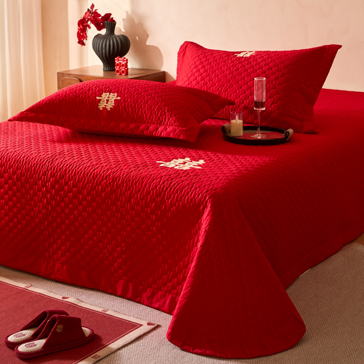 91家纺网 家纺一手货源 找家纺 东方合美（原：皇家传奇） 2026新款婚庆单品床单单品床盖系列 床盖-囍