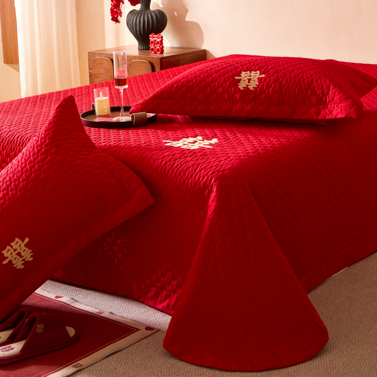 91家纺网 家纺一手货源 找家纺 东方合美（原：皇家传奇） 2026新款婚庆单品床单单品床盖系列 床盖-囍