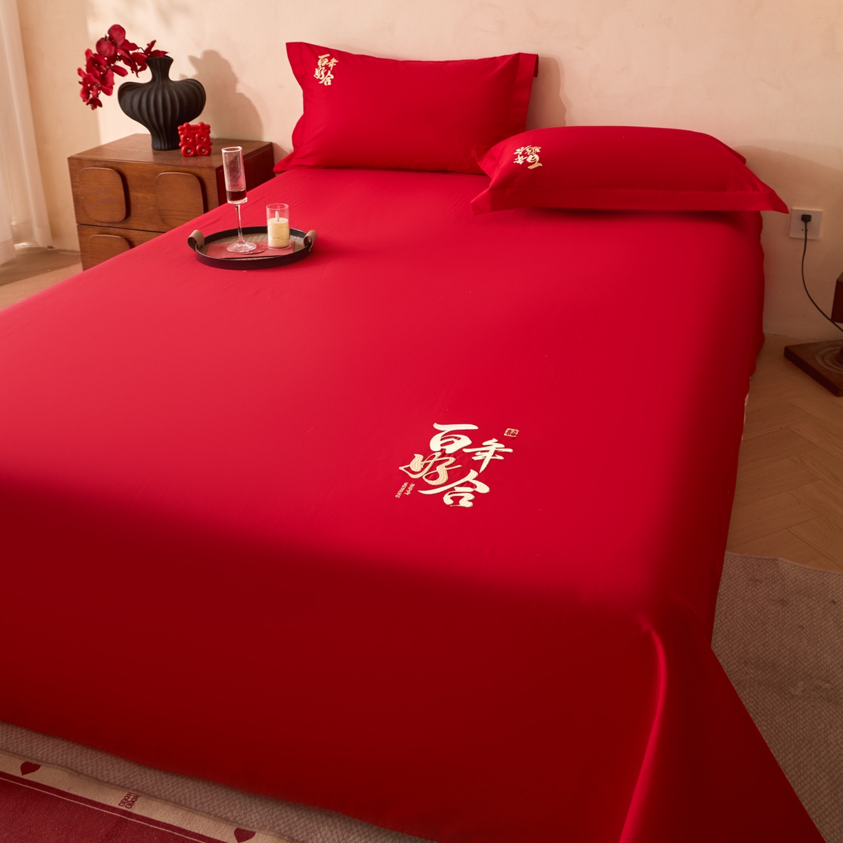 91家纺网 家纺一手货源 找家纺 东方合美（原：皇家传奇） 2026新款婚庆单品床单单品床盖系列 床单-百年好合