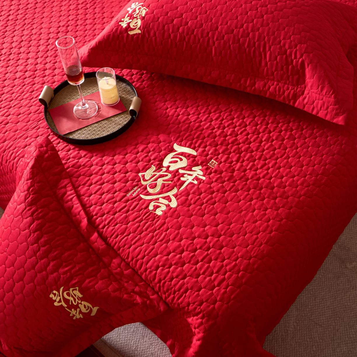 91家纺网 家纺一手货源 找家纺 东方合美（原：皇家传奇） 2026新款婚庆单品床单单品床盖系列 床盖-百年好合