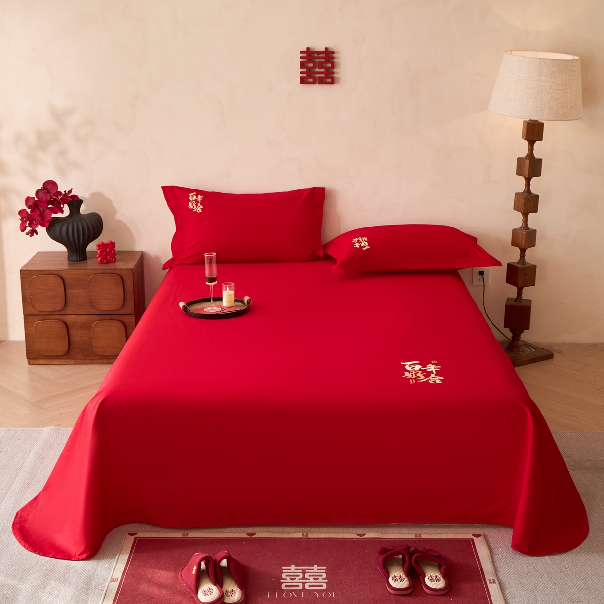 东方合美（原：皇家传奇） 2026新款婚庆单品床单单品床盖系列 床单-百年好合