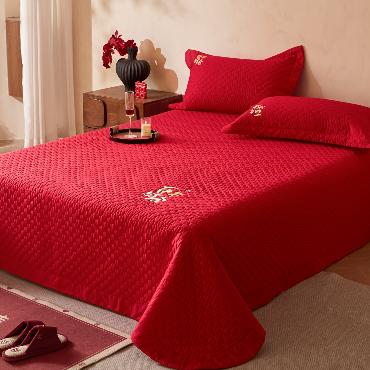 91家纺网 家纺一手货源 找家纺 东方合美（原：皇家传奇） 2026新款婚庆单品床单单品床盖系列 床盖-百年好合