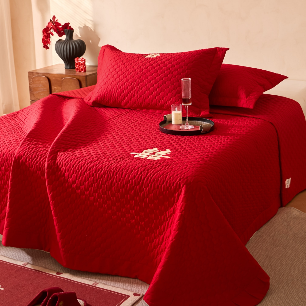 91家纺网 家纺一手货源 找家纺 东方合美（原：皇家传奇） 2026新款婚庆单品床单单品床盖系列 床盖-囍