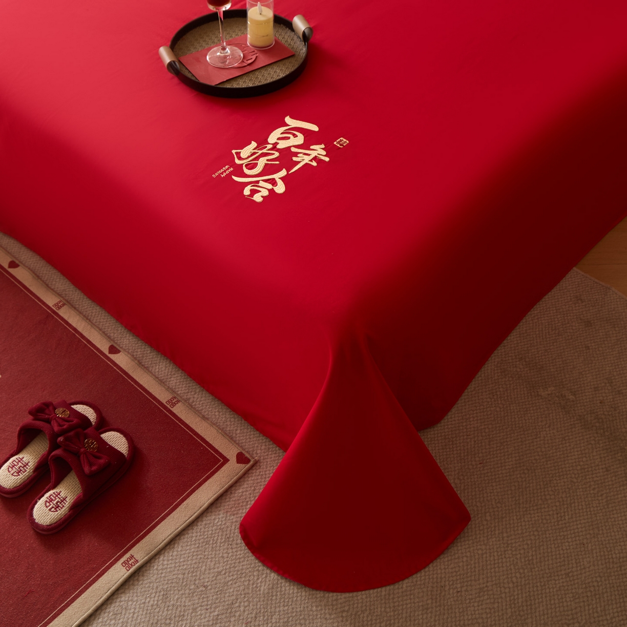 91家纺网 家纺一手货源 找家纺 东方合美（原：皇家传奇） 2026新款婚庆单品床单单品床盖系列 床单-百年好合