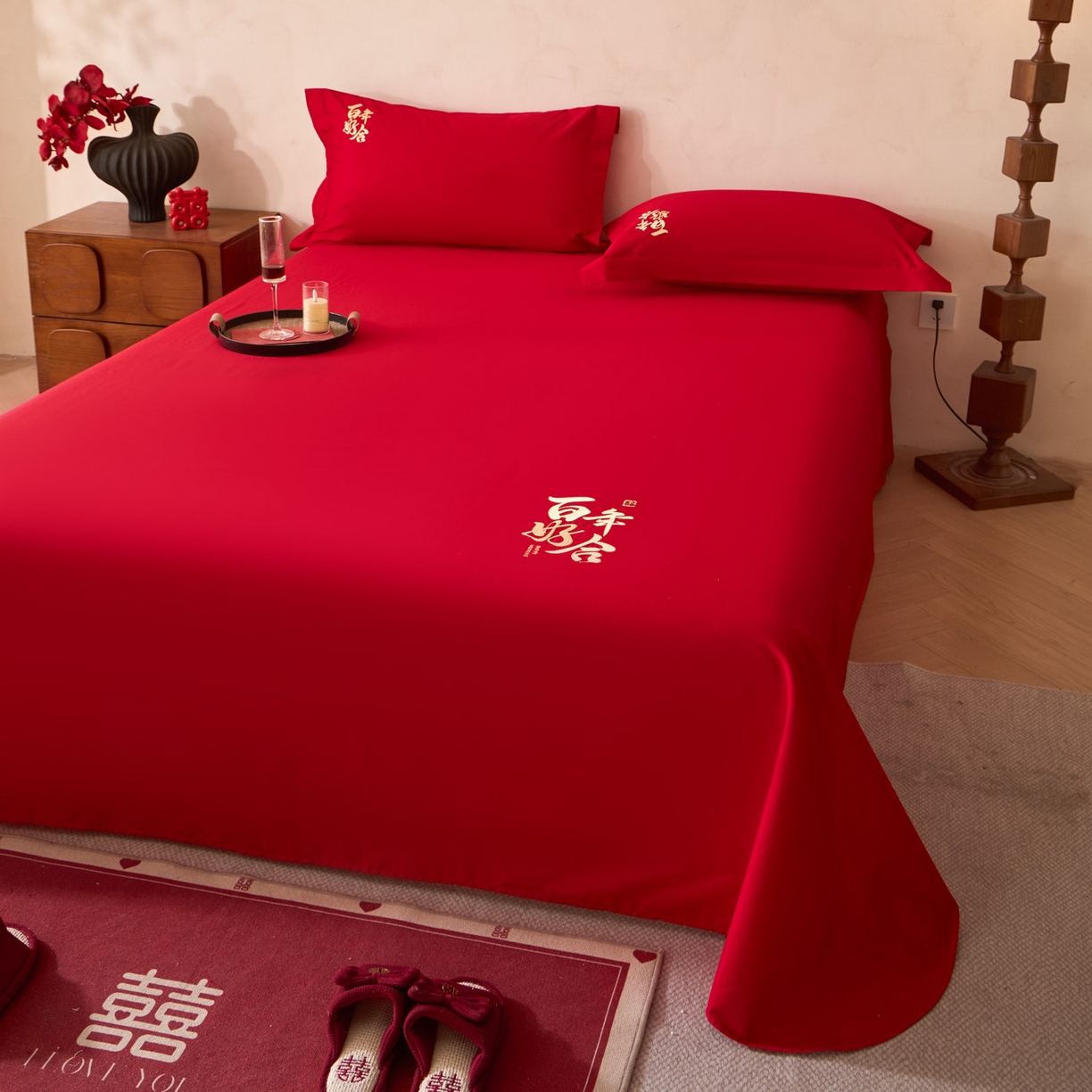 91家纺网 家纺一手货源 找家纺 东方合美（原：皇家传奇） 2026新款婚庆单品床单单品床盖系列 床单-百年好合