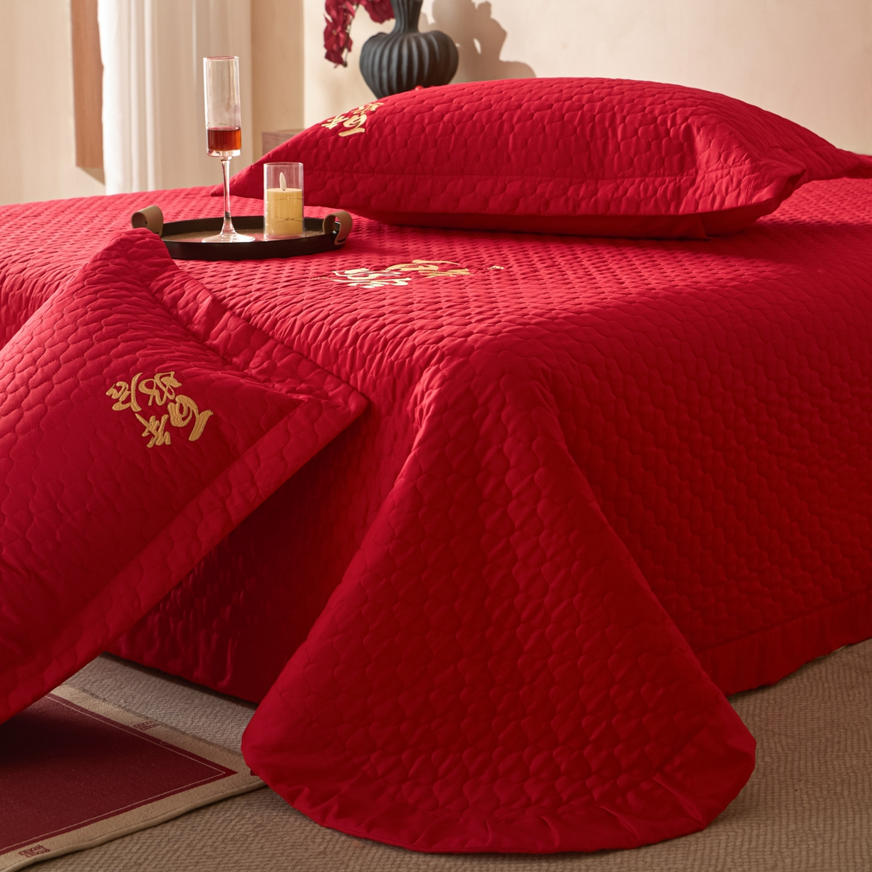 91家纺网 家纺一手货源 找家纺 东方合美（原：皇家传奇） 2026新款婚庆单品床单单品床盖系列 床盖-百年好合