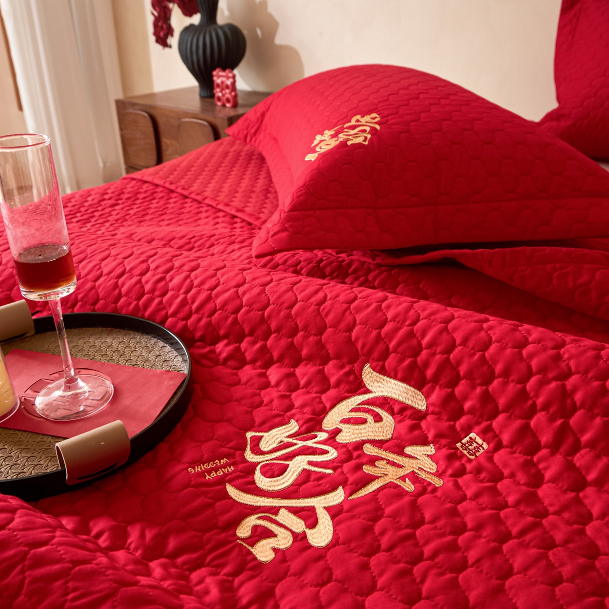 91家纺网 家纺一手货源 找家纺 东方合美（原：皇家传奇） 2026新款婚庆单品床单单品床盖系列 床盖-百年好合