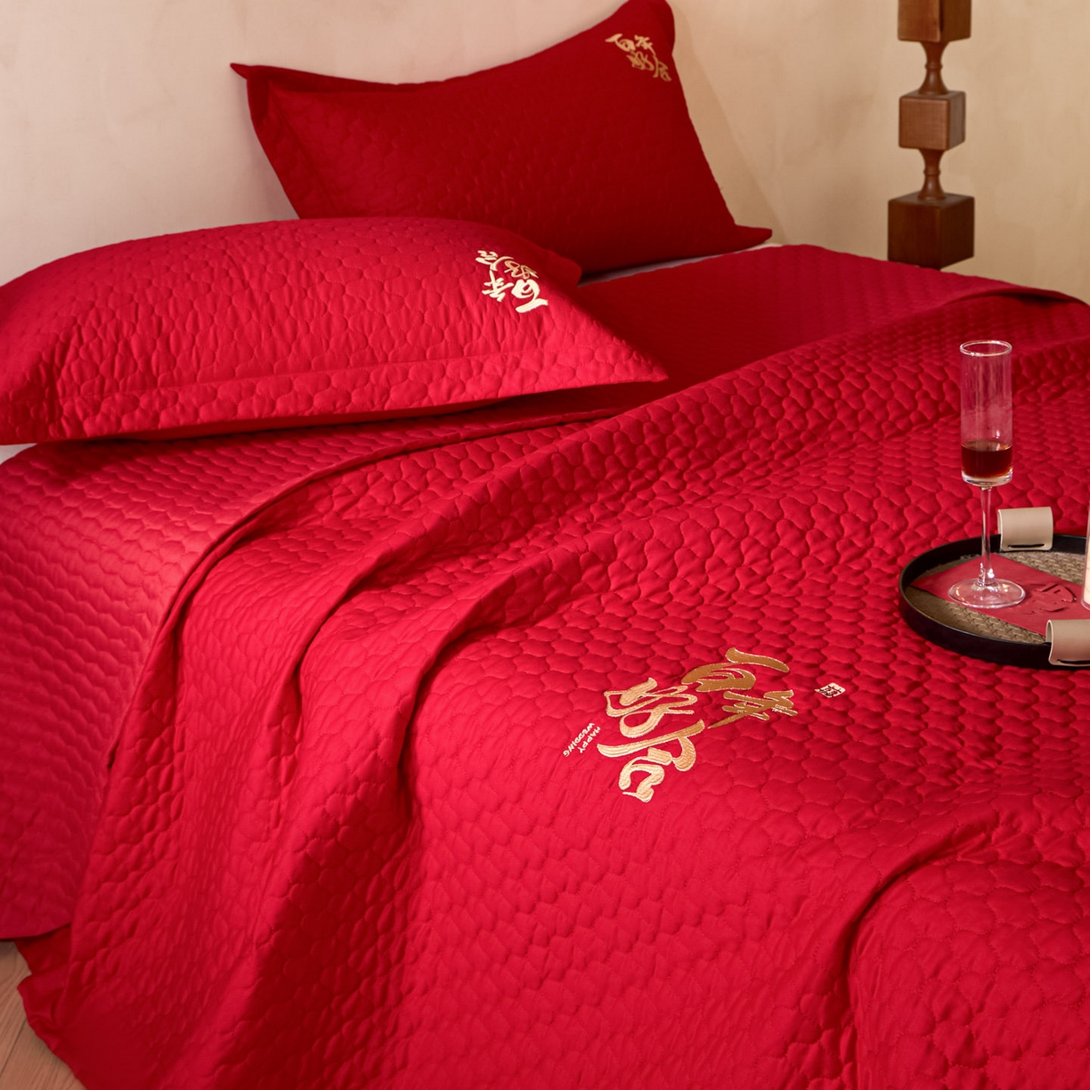 91家纺网 家纺一手货源 找家纺 东方合美（原：皇家传奇） 2026新款婚庆单品床单单品床盖系列 床盖-百年好合