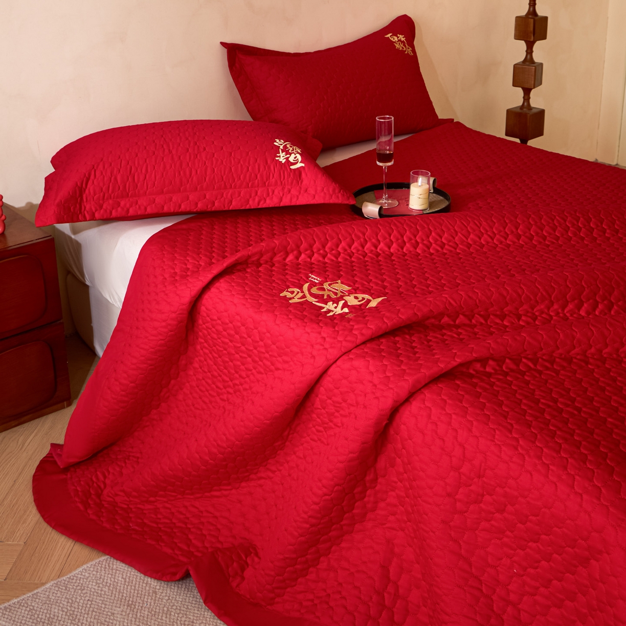 91家纺网 家纺一手货源 找家纺 东方合美（原：皇家传奇） 2026新款婚庆单品床单单品床盖系列 床盖-百年好合