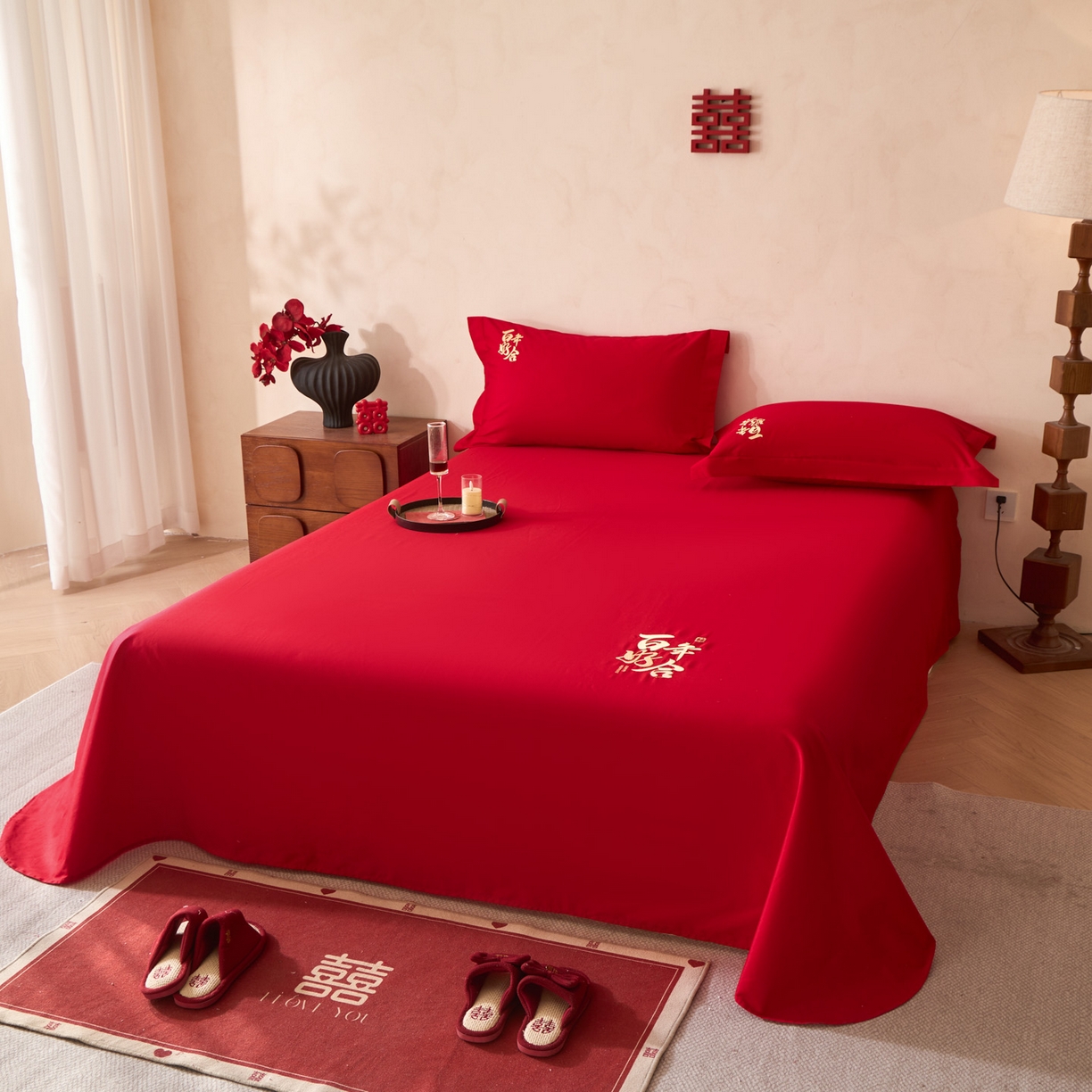 91家纺网 家纺一手货源 找家纺 东方合美（原：皇家传奇） 2026新款婚庆单品床单单品床盖系列 床单-百年好合