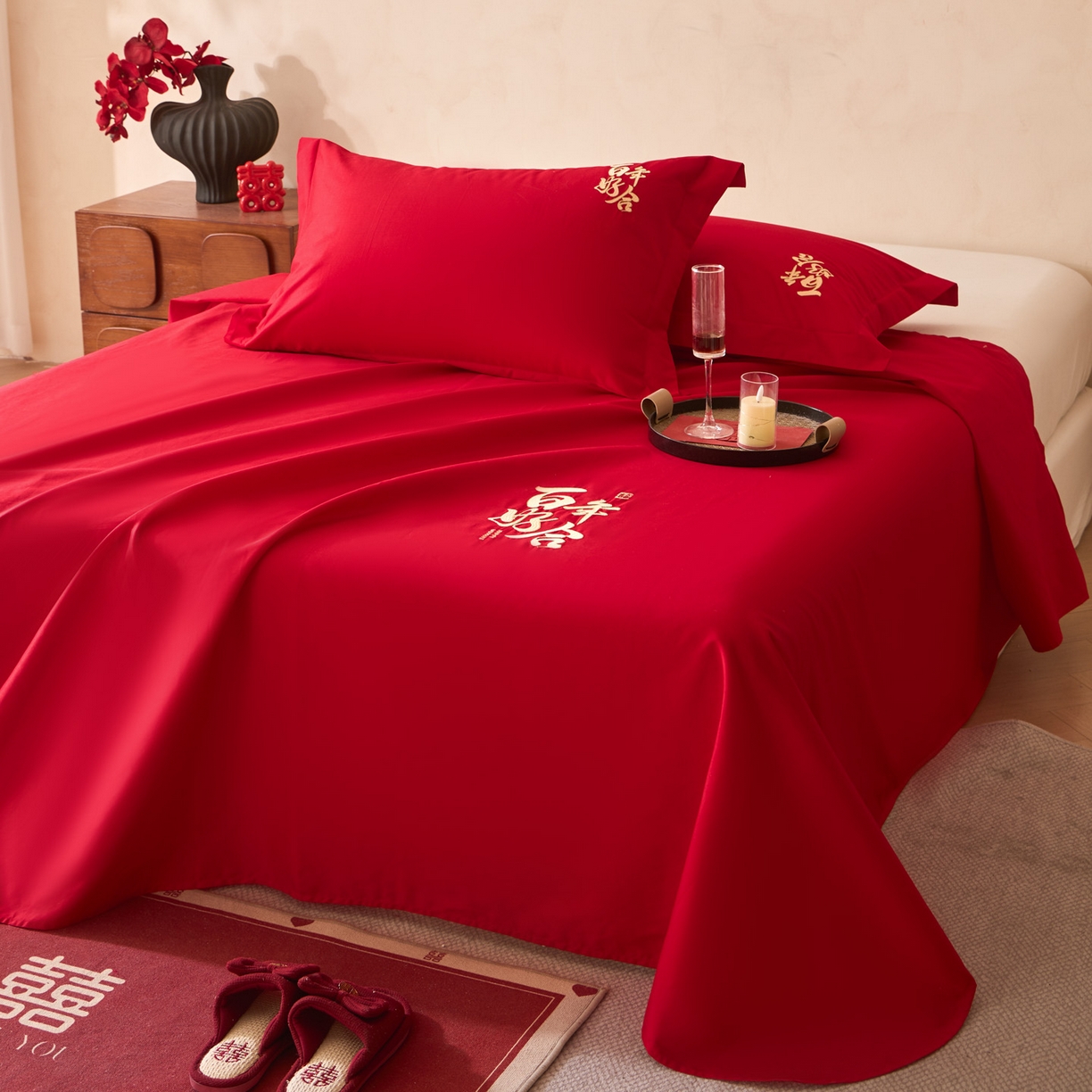 91家纺网 家纺一手货源 找家纺 东方合美（原：皇家传奇） 2026新款婚庆单品床单单品床盖系列 床单-百年好合