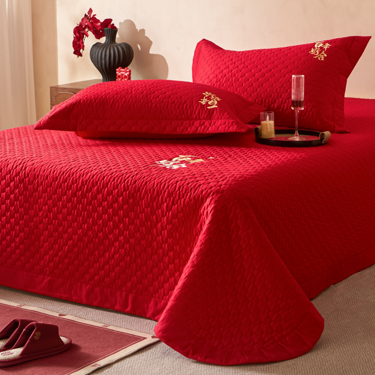 91家纺网 家纺一手货源 找家纺 东方合美（原：皇家传奇） 2026新款婚庆单品床单单品床盖系列 床盖-百年好合