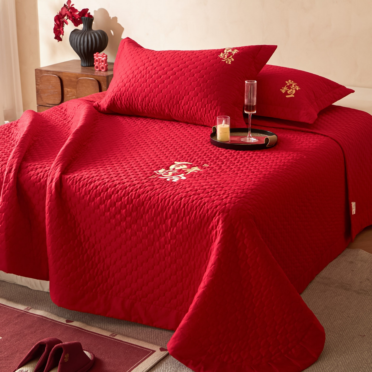 91家纺网 家纺一手货源 找家纺 东方合美（原：皇家传奇） 2026新款婚庆单品床单单品床盖系列 床盖-百年好合